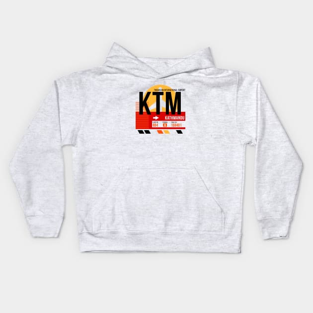 Kathmandu (KTM) Airport // Sunset Baggage Tag Kids Hoodie by Now Boarding